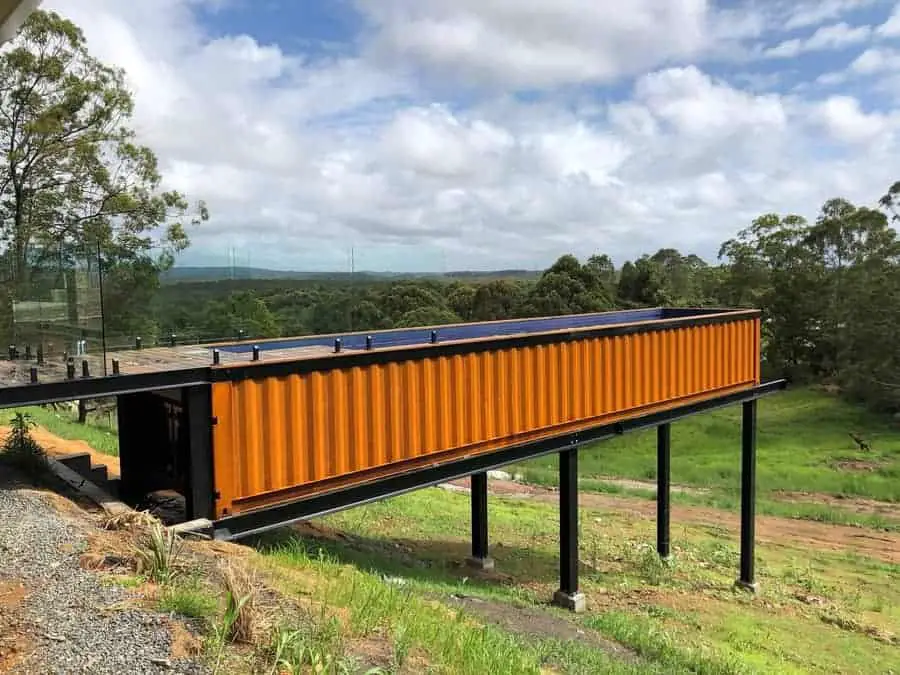 A shipping pool container. 